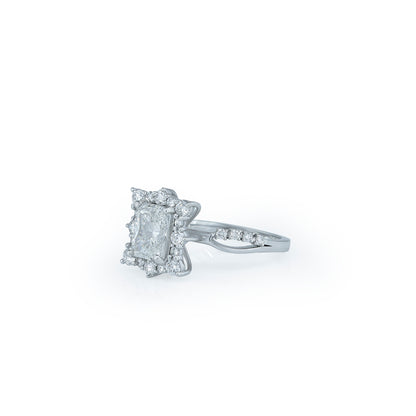 Radiant Halo Diamond Engagement Ring-Lab Diamond Diamlux