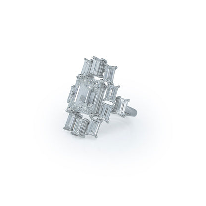 Emerald Cut Cluster Lab Diamond Ring Diamlux