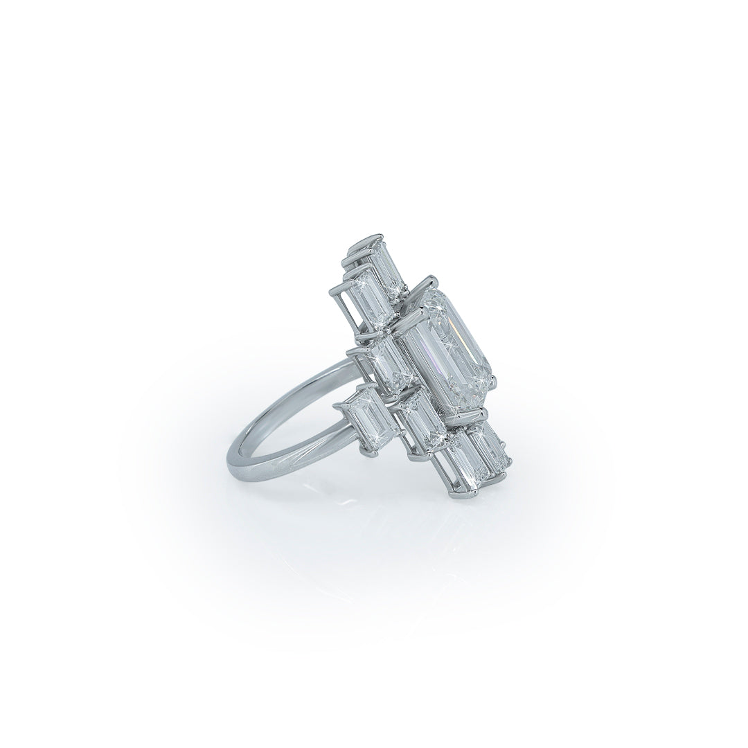 Emerald Cut Cluster Lab Diamond Ring Diamlux
