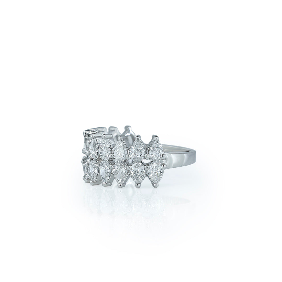 Wide band ring with marquise diamonds arranged in a pattern- Natural Diamond Diamlux