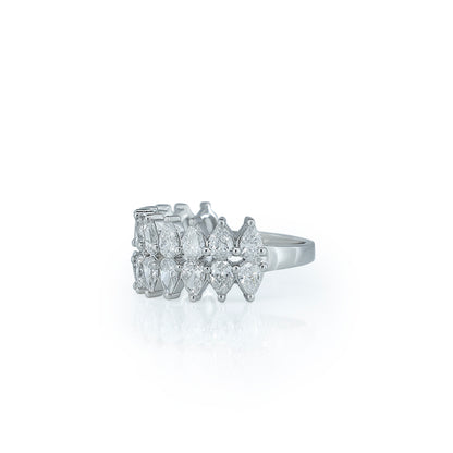 Wide band ring with marquise diamonds arranged in a pattern- Natural Diamond Diamlux