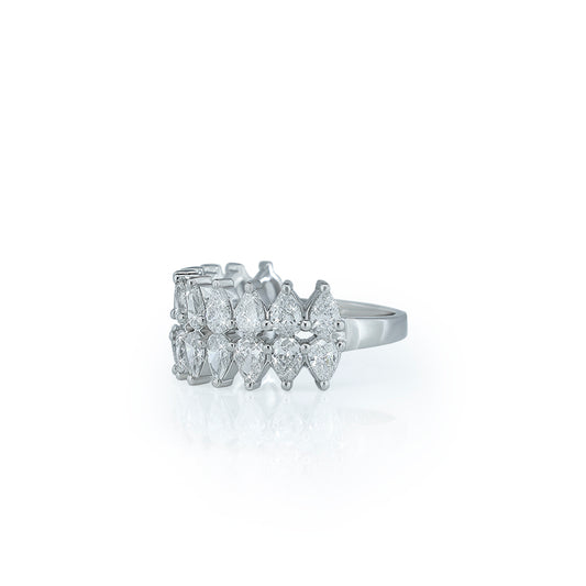 Wide band ring with marquise diamonds arranged in a pattern- Natural Diamond Diamlux