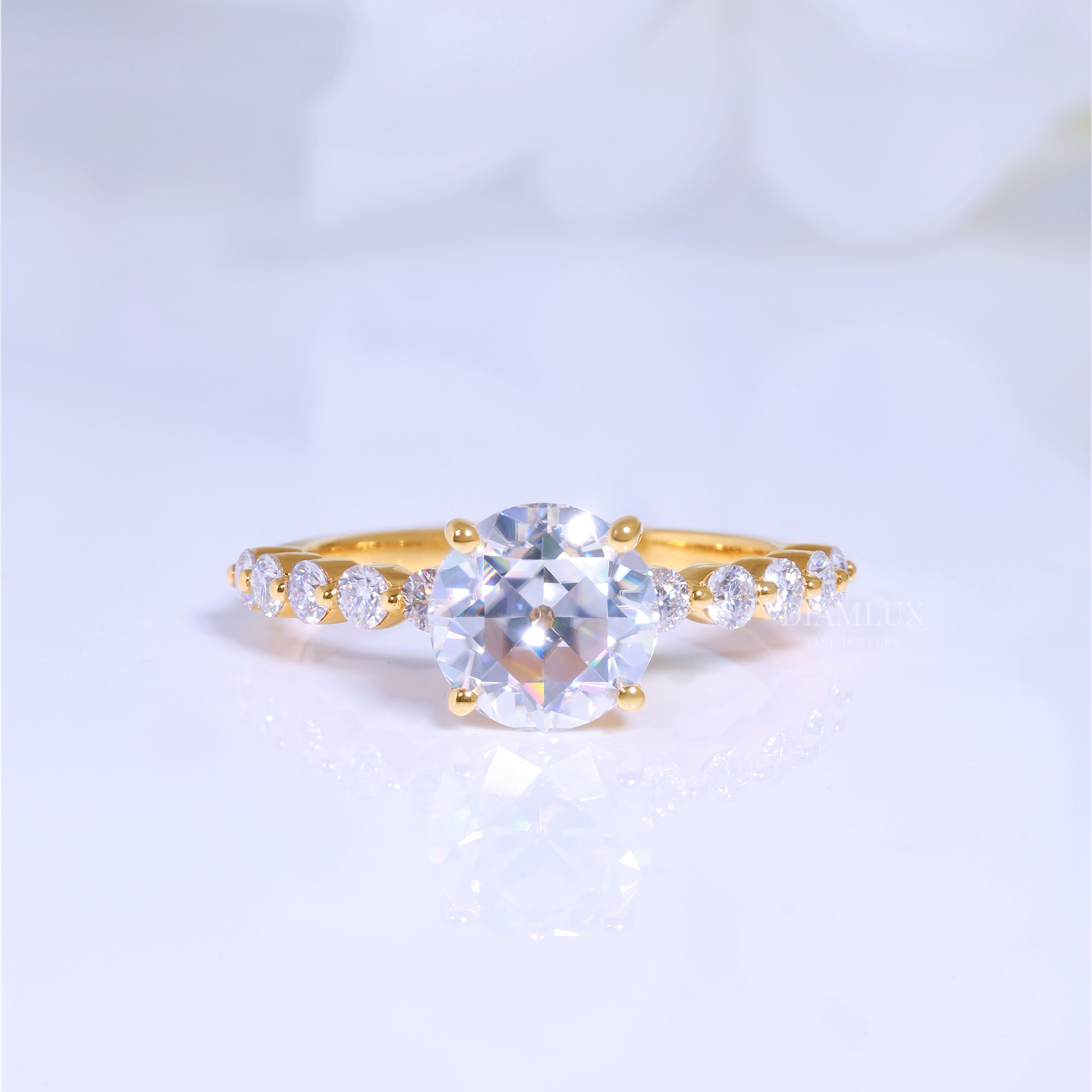 2ct Round Cut Lab Diamond Solitaire Engagement Ring in 14kt White Gold Diamlux Fine Jewelry