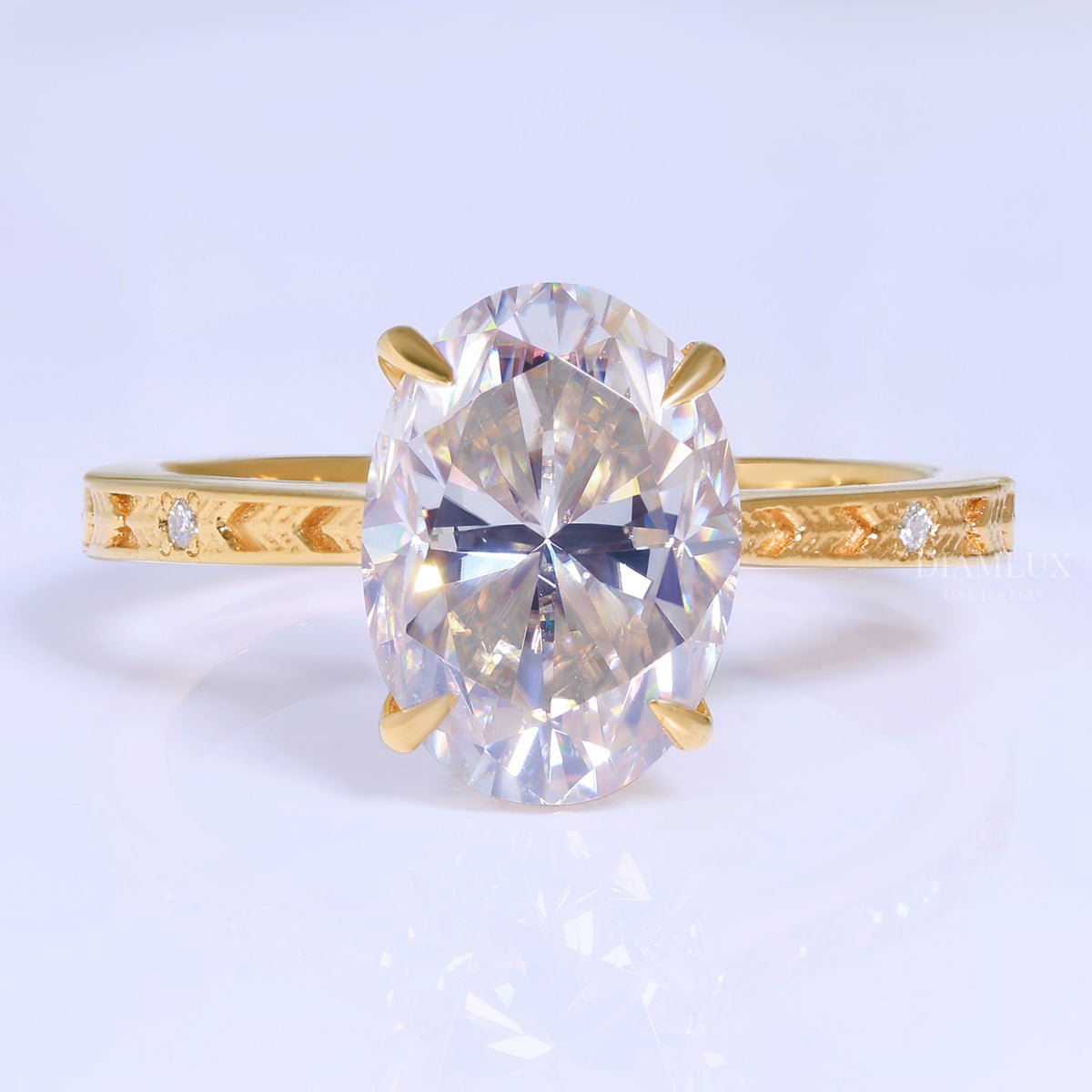 0kt Gold Hexagon Cut Lab Diamond Vintage-Inspired Ring Diamlux Fine Jewelry