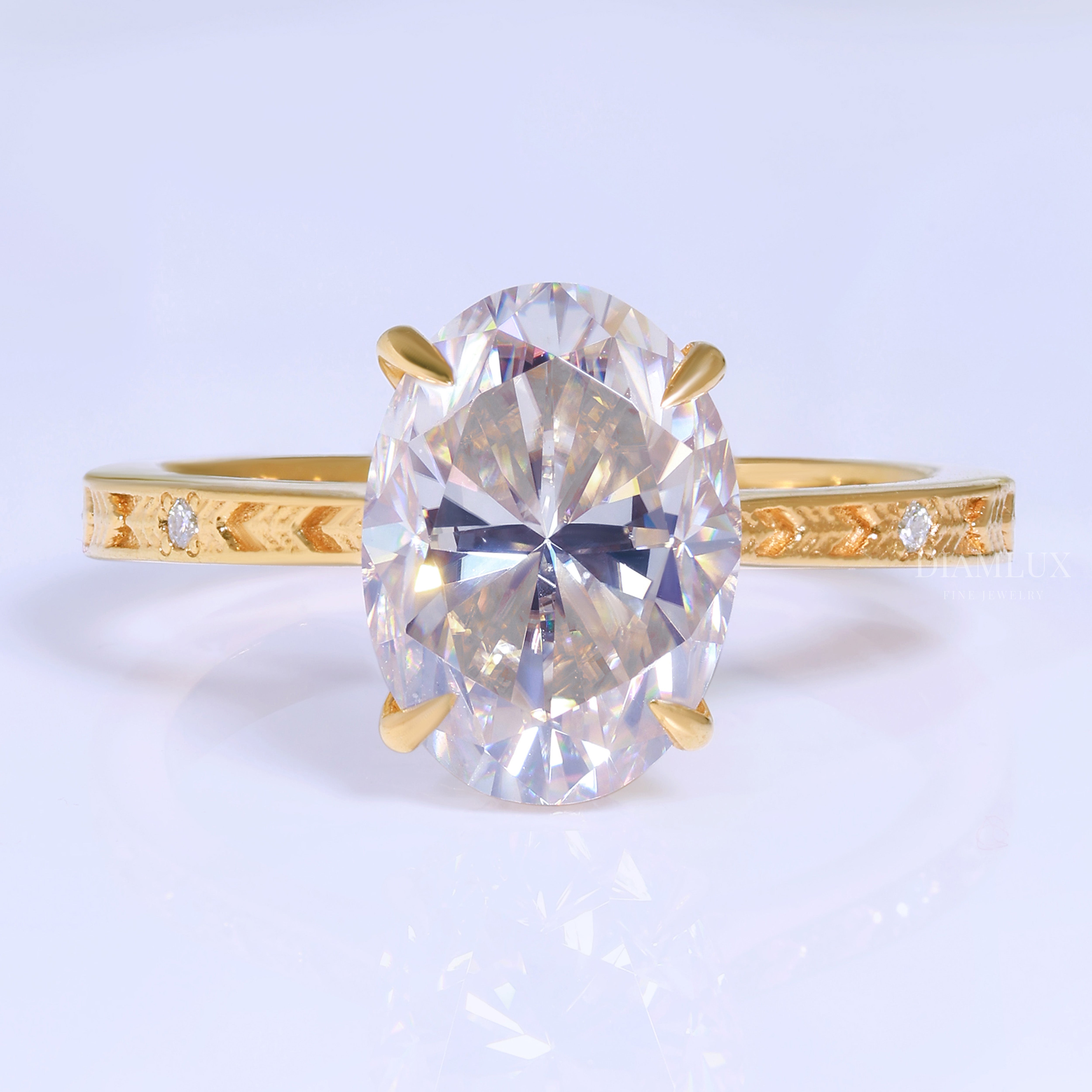0kt Gold Hexagon Cut Lab Diamond Vintage-Inspired Ring Diamlux Fine Jewelry