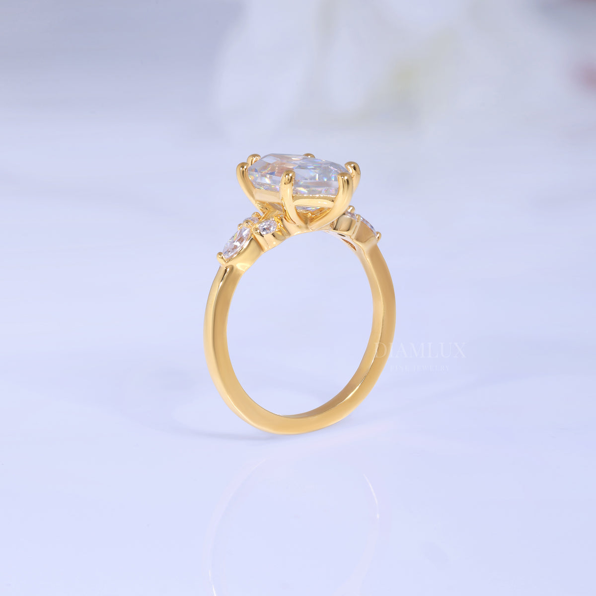 10kt Gold Hexagon Cut Lab Diamond Vintage-Inspired Ring Diamlux Fine Jewelry
