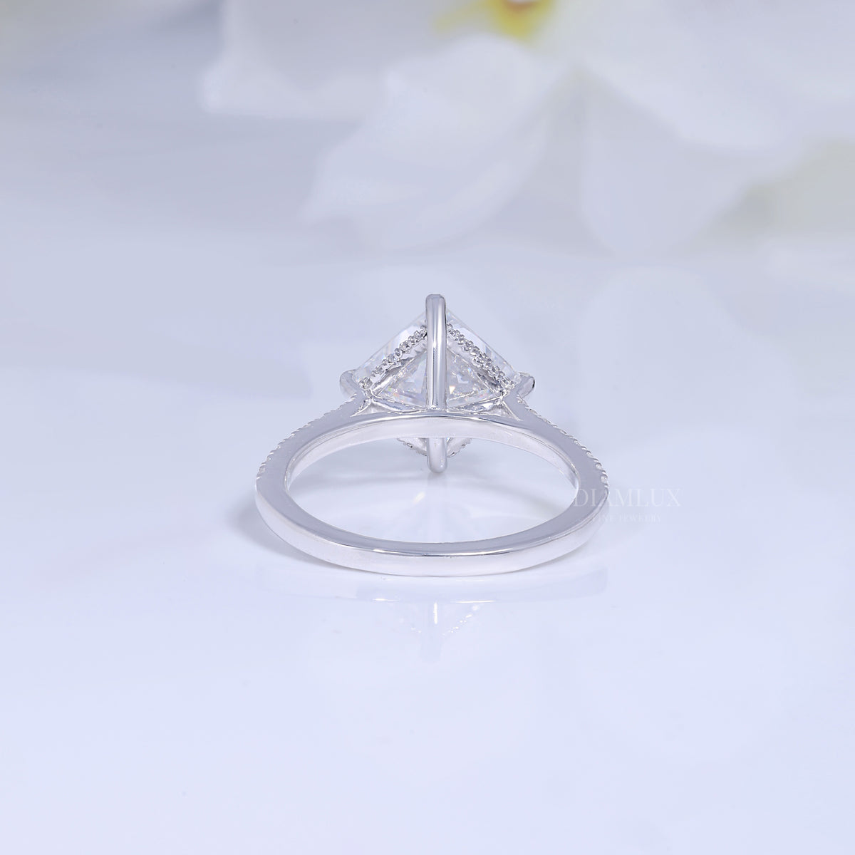 Elegant Princess Cut Diamond Engagement Ring with Pave Band Diamlux Fine Jewelry