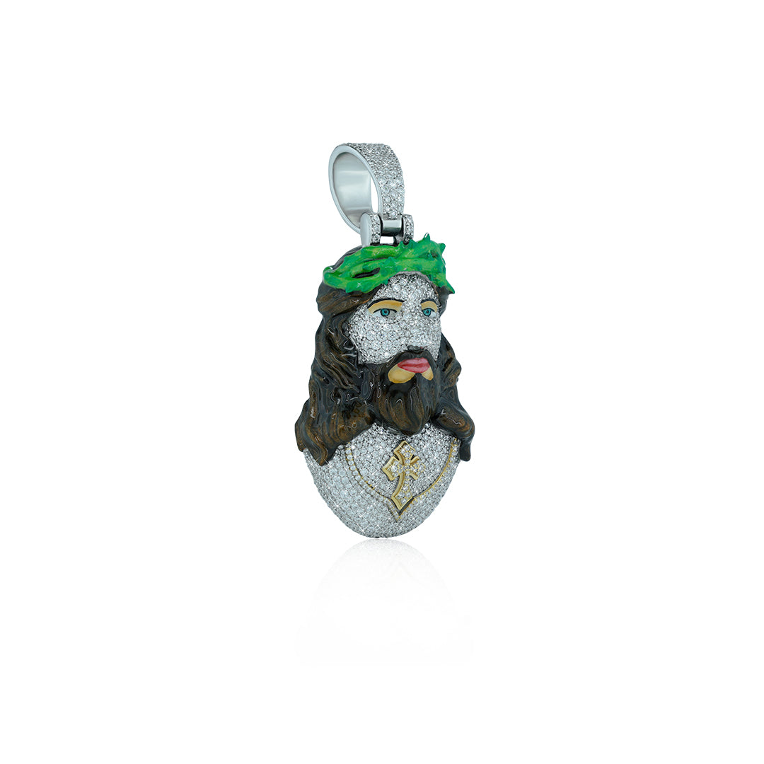 "Jesus" Pendant With VVS Moissanite Diamond Diamlux