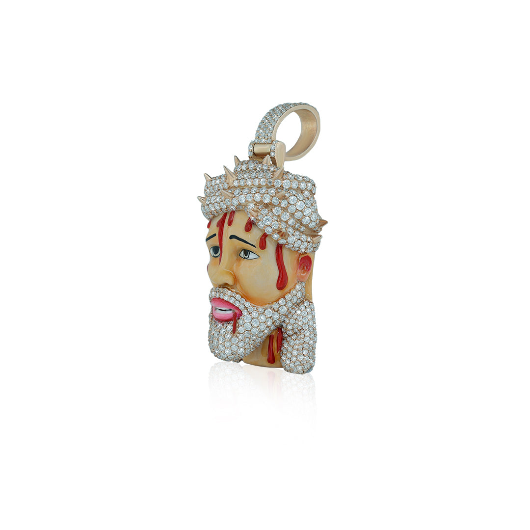 "Jesus" Pendant with VVS Moissanite Diamond Diamlux