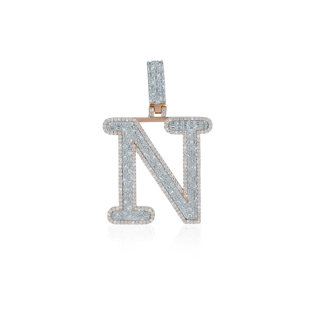 "N" Letter Pendant VVS Moissanite Diamond Diamlux