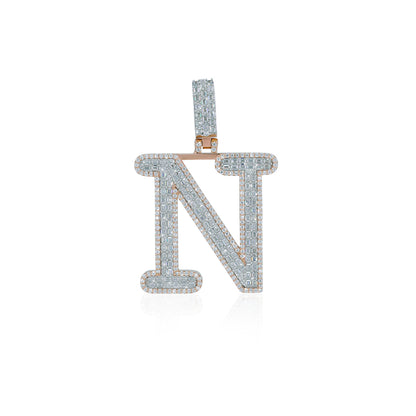 "N" Letter Pendant VVS Moissanite Diamond Diamlux