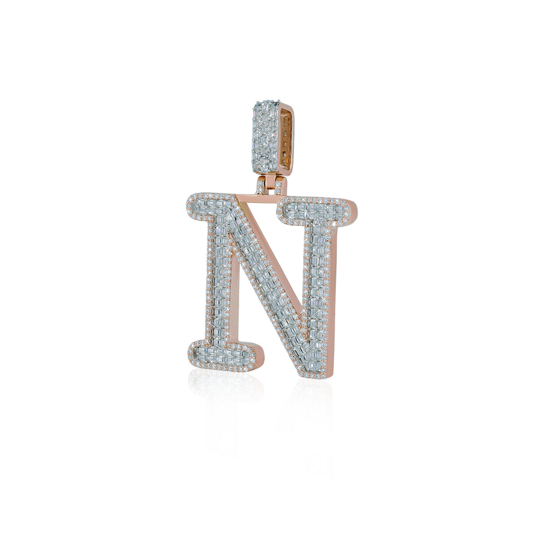 "N" Letter Pendant VVS Moissanite Diamond Diamlux