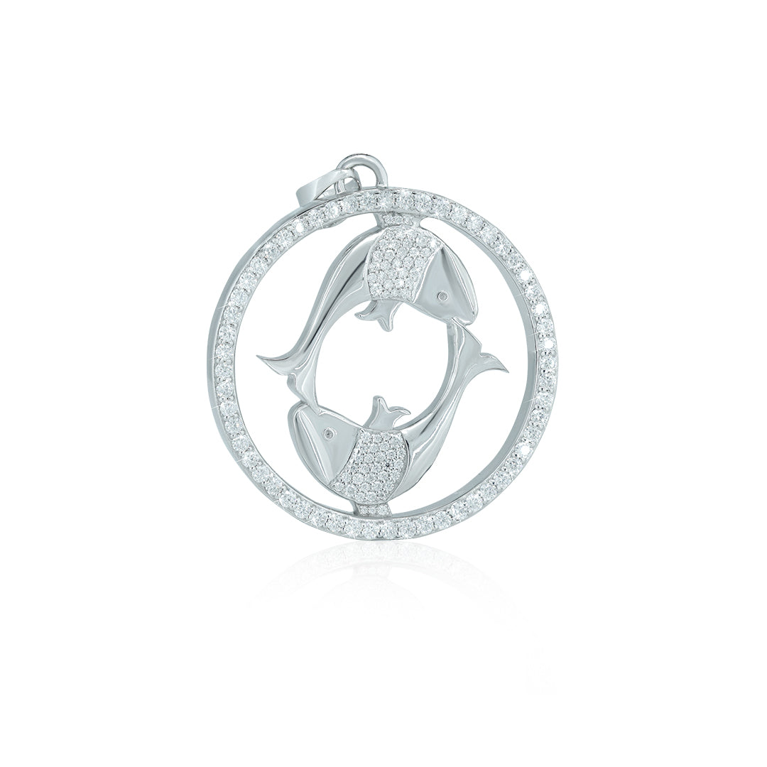"PISCES" Zodiac Pendant with vvs moissanite diamond Diamlux Fine Jewelry