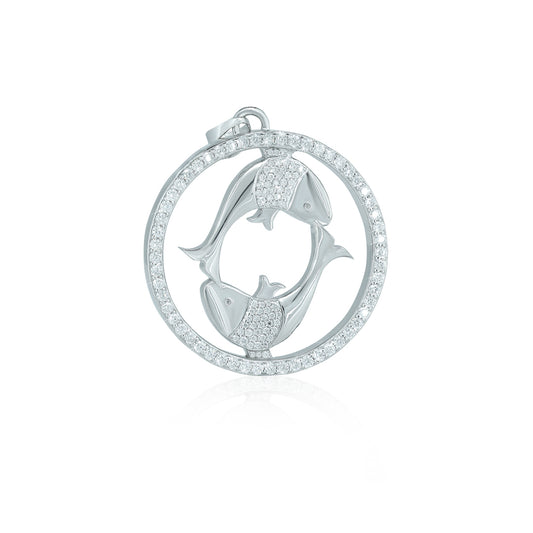 "PISCES" Zodiac Pendant with vvs moissanite diamond Diamlux Fine Jewelry