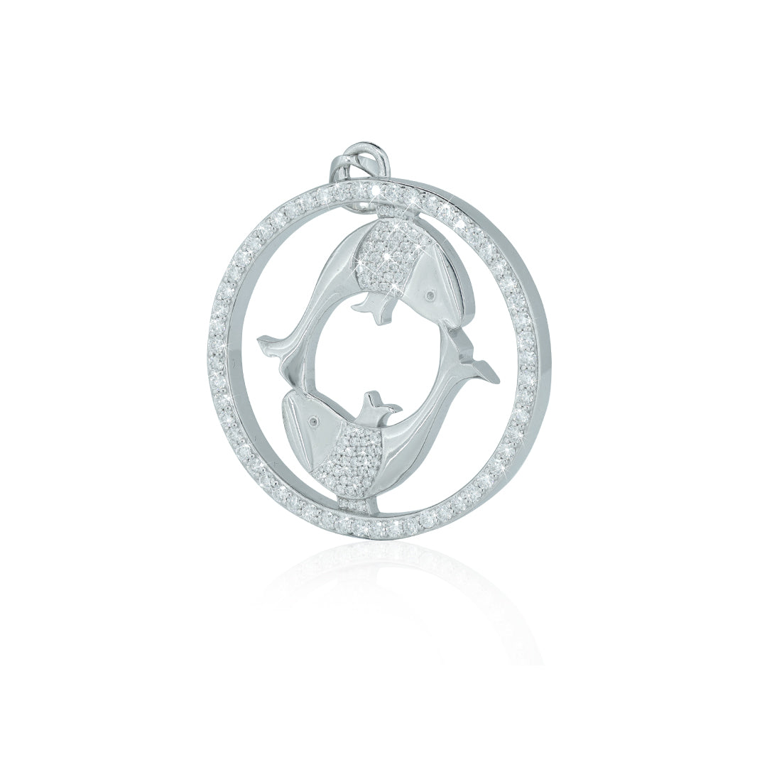 "PISCES" Zodiac Pendant with vvs moissanite diamond Diamlux Fine Jewelry