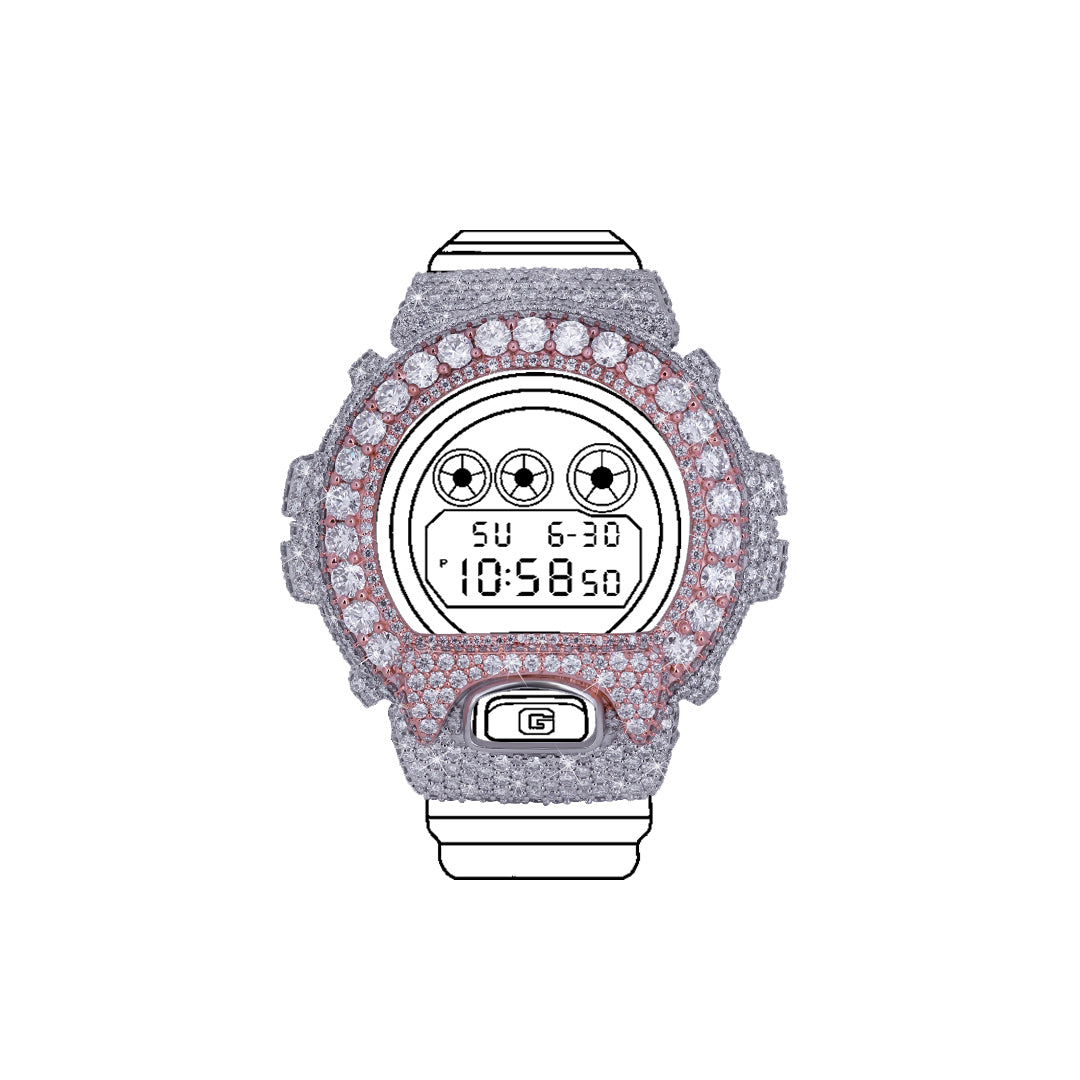 Two Tone Fully Iced-out G-Shock Bezel with VVS Moissanite Diamond Diamlux