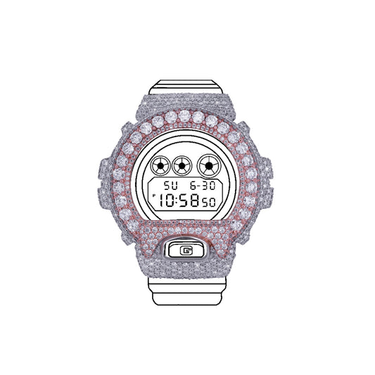 Two Tone Fully Iced-out G-Shock Bezel with VVS Moissanite Diamond Diamlux