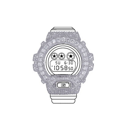 Fully Iced-Out G- Shock watch Bubble Bezel with VVs Moissanite Diamond Diamlux