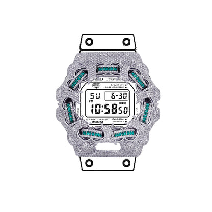 Fully Iced-Out G-Shock Watch Bezel VVS Moissanite Diamond Diamlux