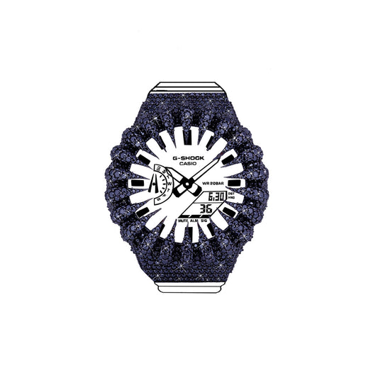 G-Shock Bezel - VVS Moissanite Diamond (Black) Diamlux