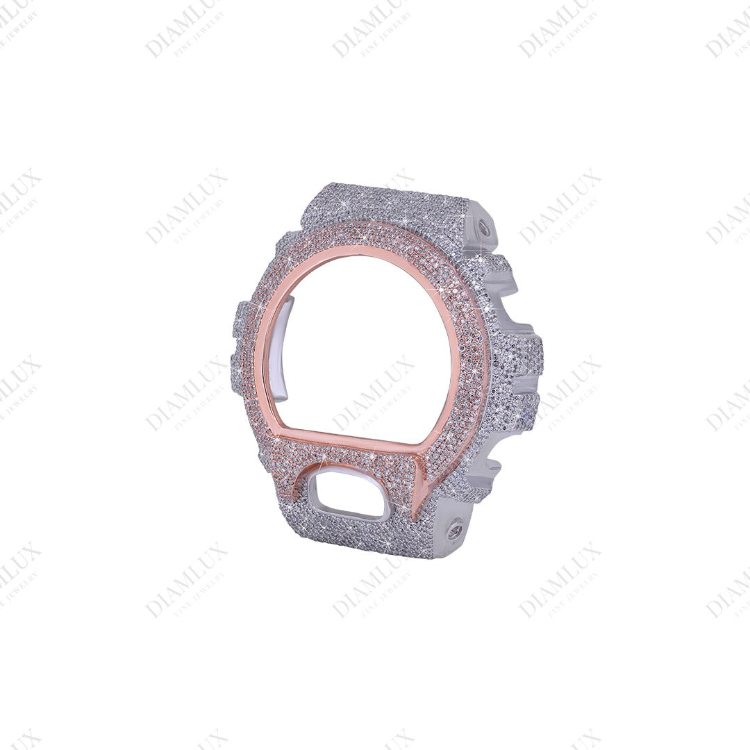 Fully Iced-out Two-Tone G-Shock Watch Bezel in Moissanite Diamlux