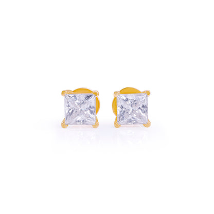 Gold Princess Cut Solitaire Stud Earrings –FF-ER-0100 G