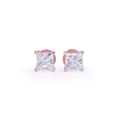 Rose Gold Princess Cut Solitaire Stud Earrings – FF-ER-0100 R