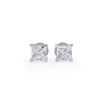 White Gold Princess Cut Solitaire Stud Earrings – FF-ER-0100 S