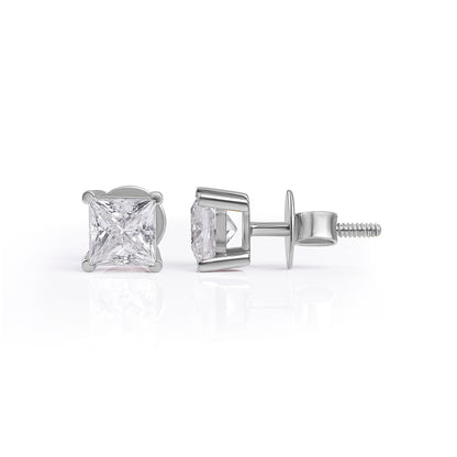 White Gold Princess Cut Solitaire Stud Earrings – FF-ER-0100 S