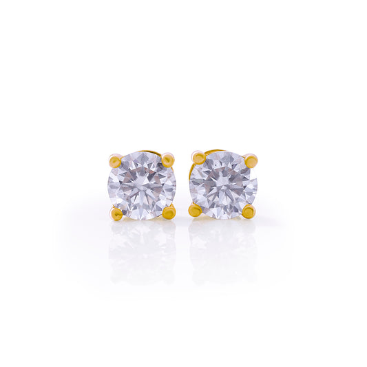 Gold Round Cut Solitaire Stud Earrings – FF-ER-0101 G
