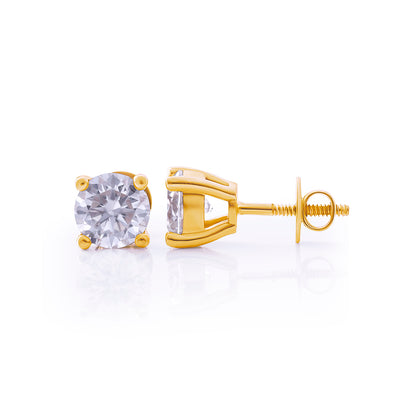 Gold Round Cut Solitaire Stud Earrings – FF-ER-0101 G