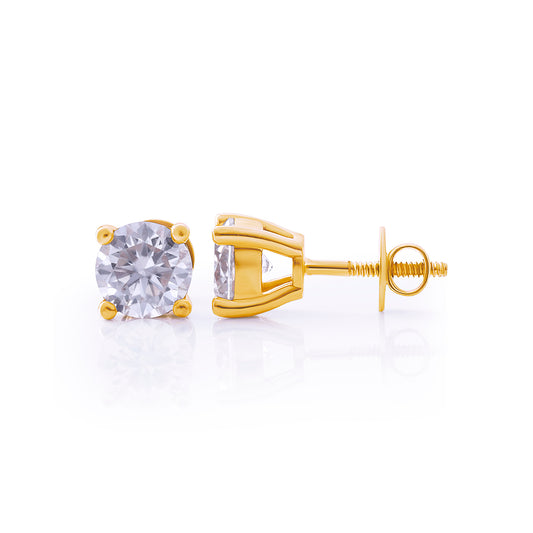 Gold Round Cut Solitaire Stud Earrings – FF-ER-0101 G