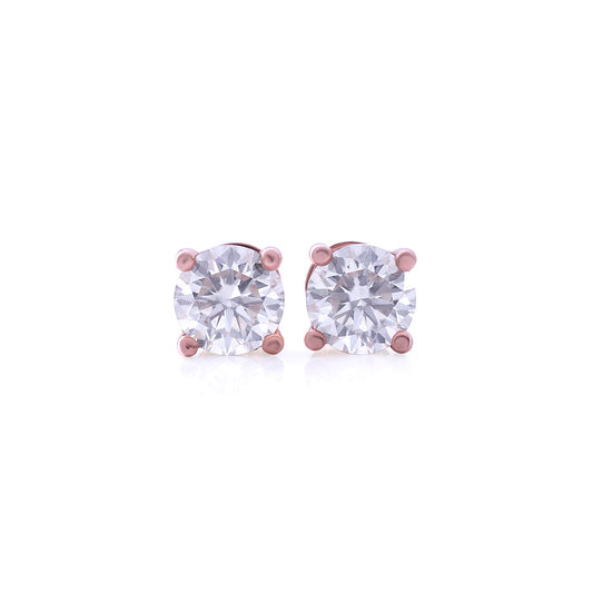Rose Gold Round Cut Solitaire Stud Earrings – FF-ER-0101 R