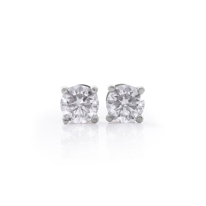 White Gold Round Cut Solitaire Stud Earrings – FF-ER-0101 S