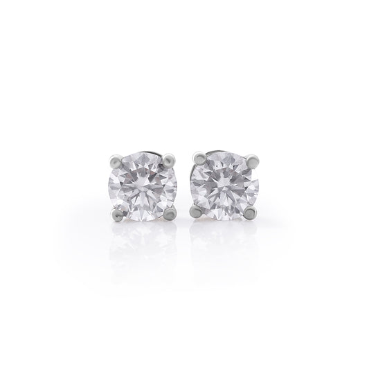 White Gold Round Cut Solitaire Stud Earrings – FF-ER-0101 S