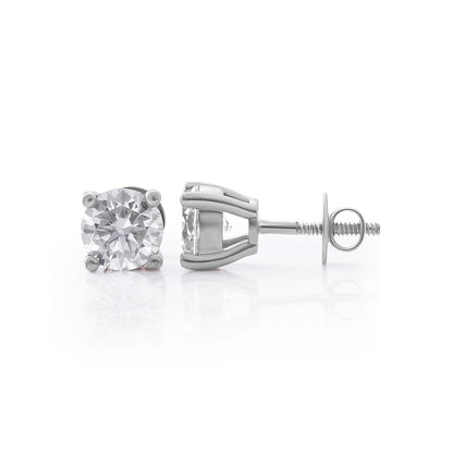 White Gold Round Cut Solitaire Stud Earrings – FF-ER-0101 S