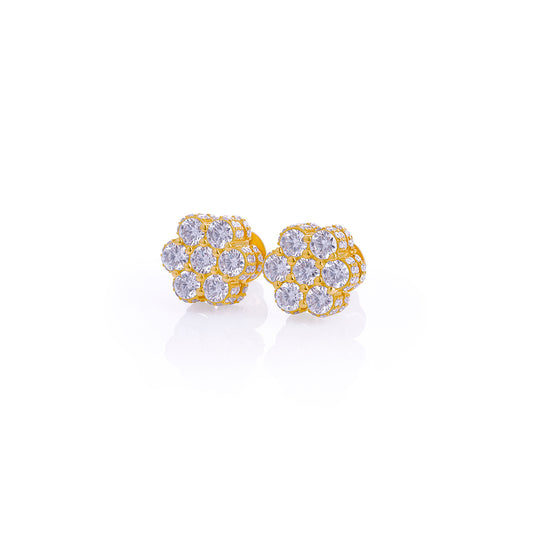 Gold Floral Cluster Diamond Stud Earrings – FF-ER-0102 G