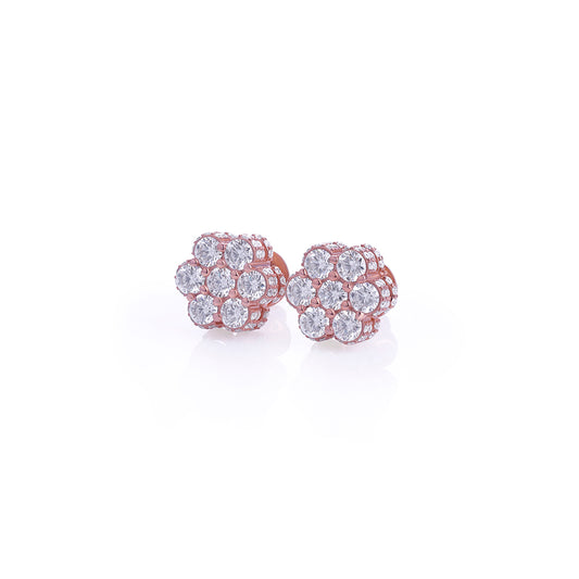 Rose Gold Floral Cluster Diamond Stud Earrings – FF-ER-0102 R