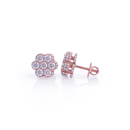 Rose Gold Floral Cluster Diamond Stud Earrings – FF-ER-0102 R