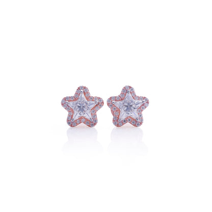 Rose Gold Star-Shaped Diamond Stud Earrings