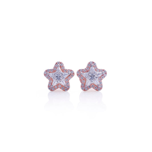 Rose Gold Star-Shaped Diamond Stud Earrings