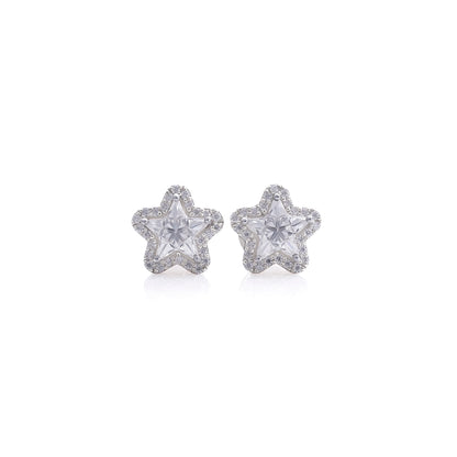 White Gold Star-Shaped Diamond Stud Earrings
