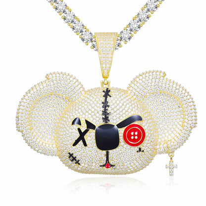 Big Ears Koala Cartoon Animal Pendant with Moissanite Diamond