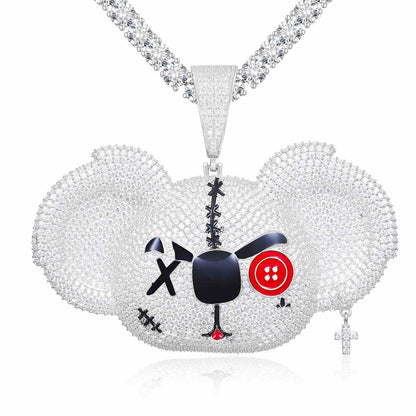 Big Ears Koala Cartoon Animal Pendant with Moissanite Diamond